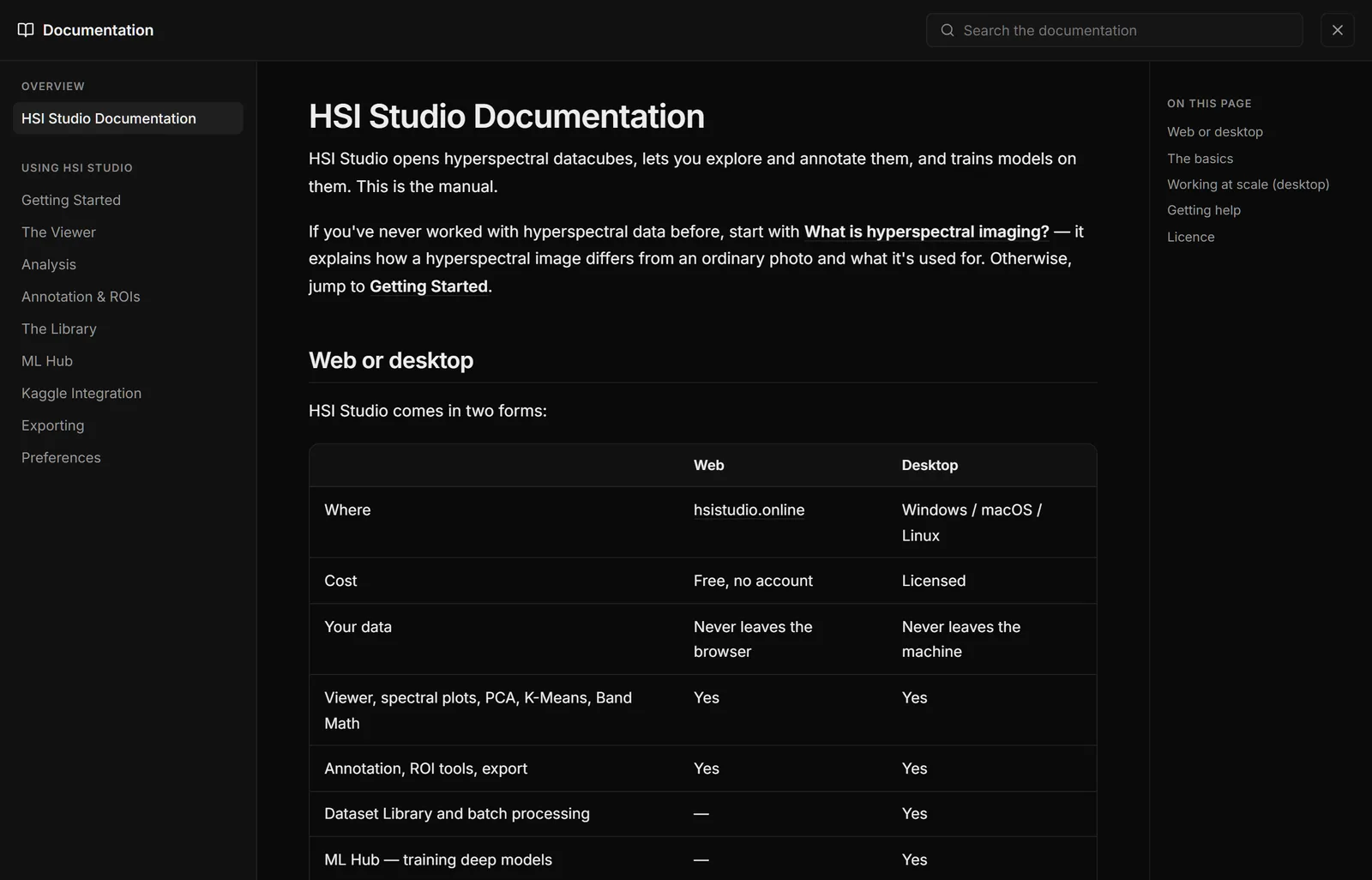 The documentation inside the app — the same pages you are reading now, available offline while you work.